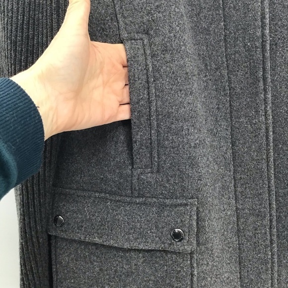 Talbot’s Sweater Sleeve Wool Jacket Coat Classic Winter Warm Gray Size 16P - Picture 7 of 11